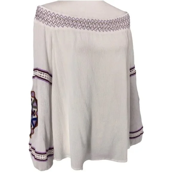 INC Off the Shoulder Embroidered Blouse Size XL - Picture 3 of 13